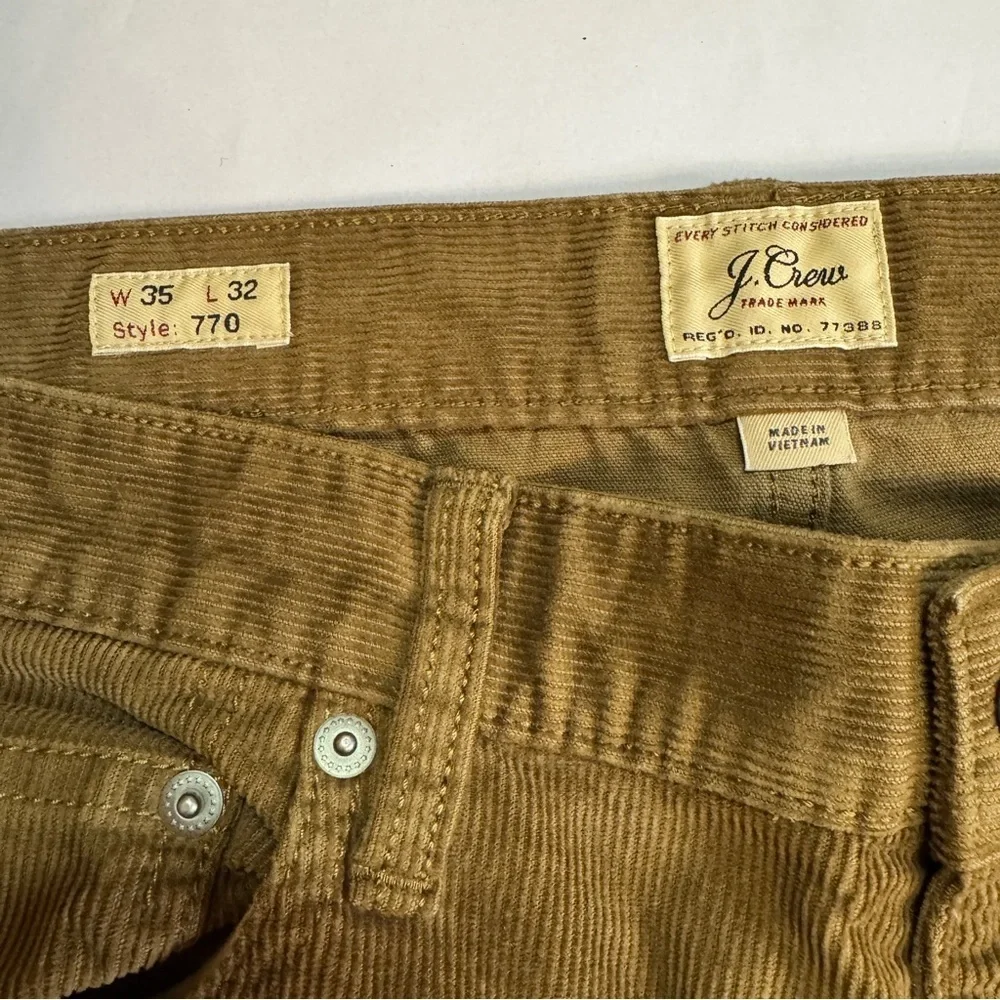 J.Crew Men’s Brown Corduroy Pants Straight Leg Stretch Zip Fly Size W35 L32